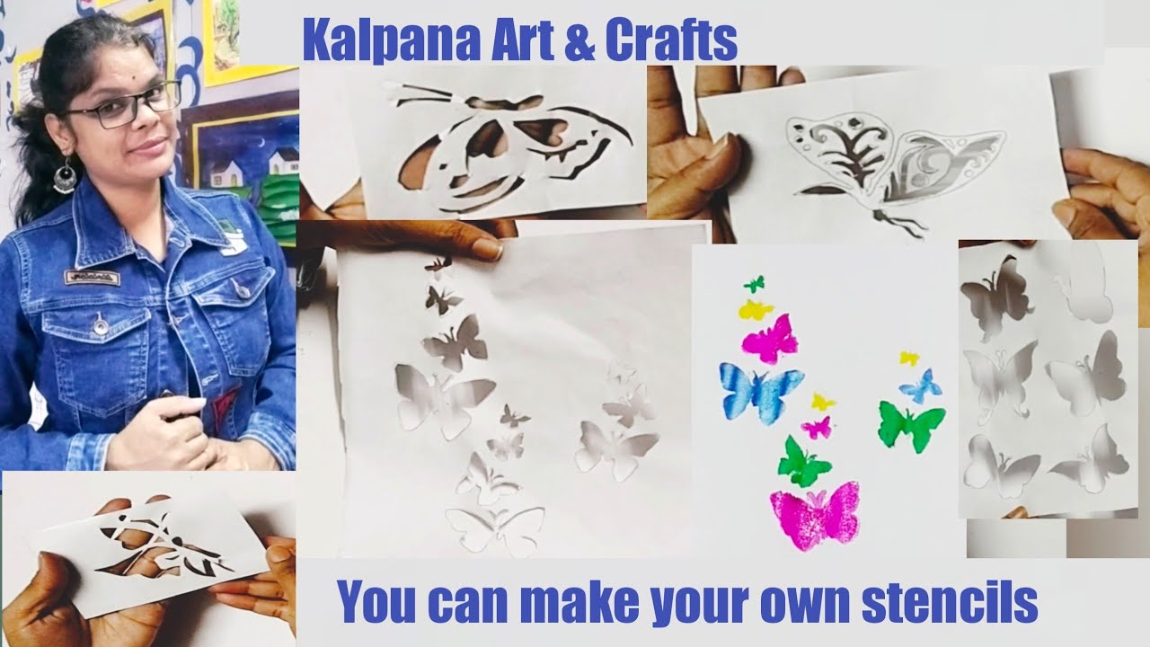 Butterfly stencils#Easy stencils making@Kalpananju Art & Crafts