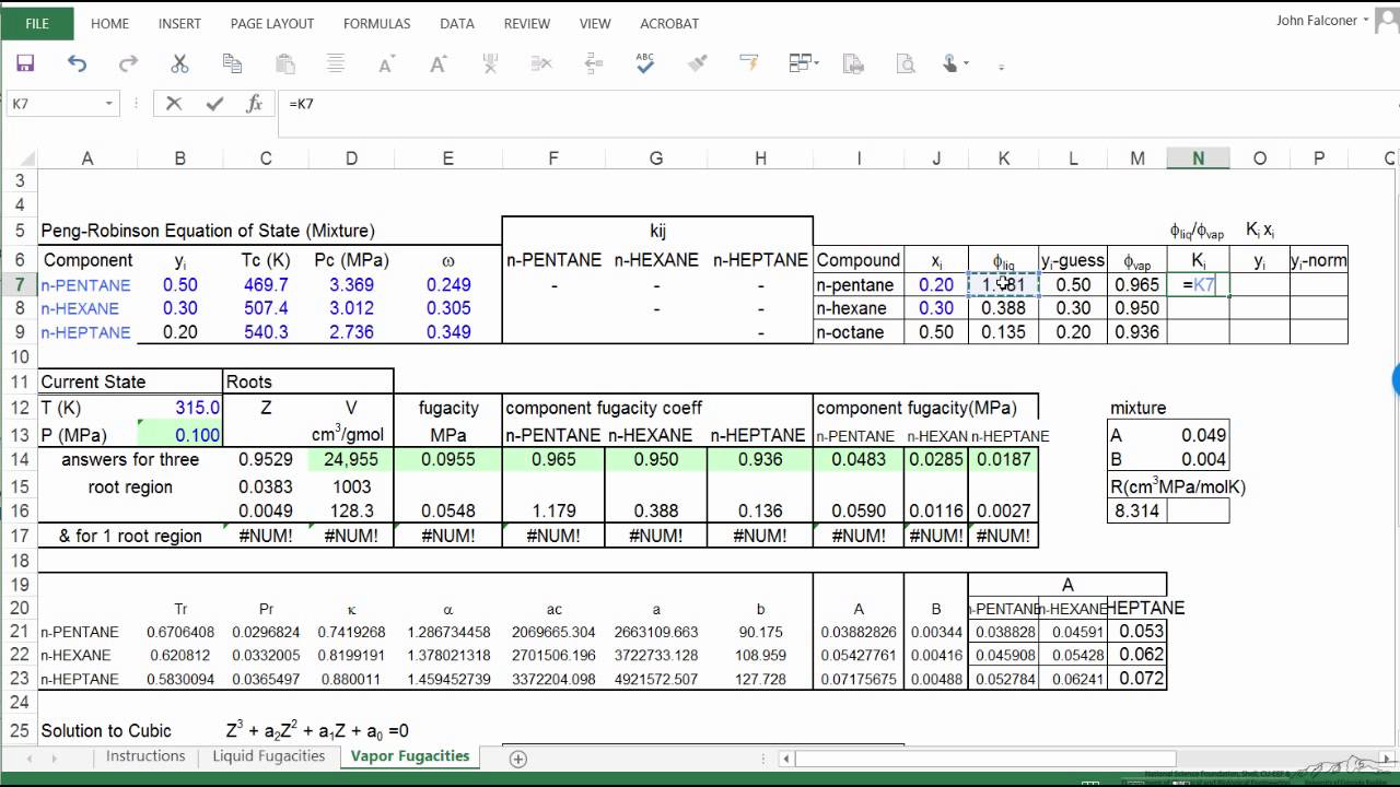 Calculate VLE using an EOS Spreadsheet