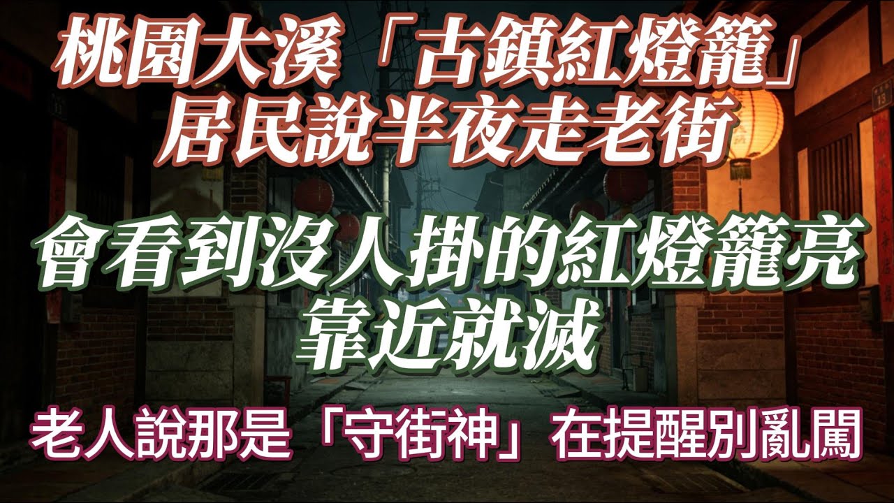 桃園大溪「古鎮紅燈籠」：居民說半夜走老街，會看到沒人掛的紅燈籠亮，靠近就滅，老人說那是「守街神」在提醒別亂闖？