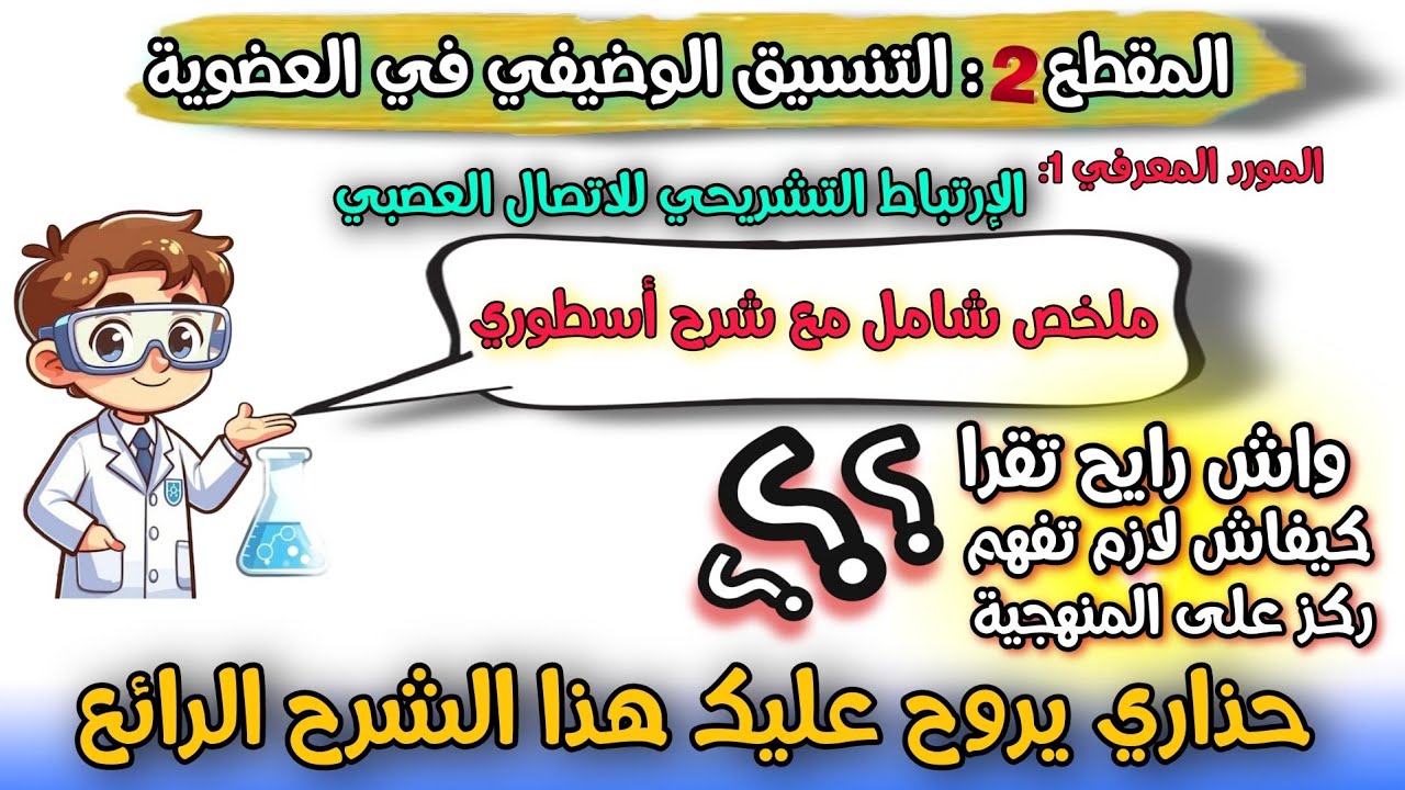خ٨ملخص تمهيدي عن دروس مقطع التنسيق الوضيفي في العضوية العلوم الطبيعية للسنة الرابعة متوسط