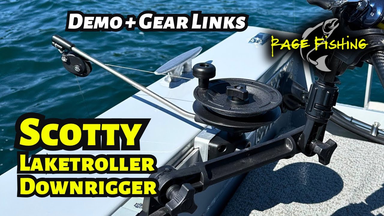 SCOTTY LAKETROLLER MANUAL DOWNRIGGER DEMONSTRATION - AFFORDABLE OPTION FOR A SMALL BOAT OR KAYAK.