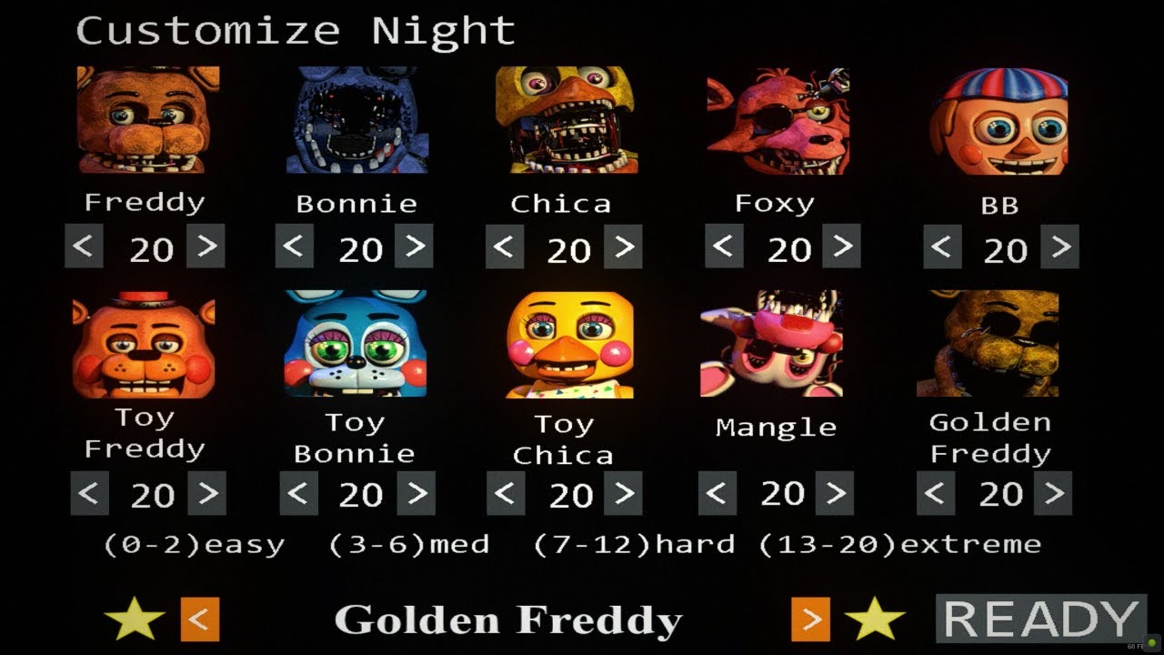 FNAF 2 10/20 Mode Complete - Walkthrough - No Commentary - B3njam0n L4je