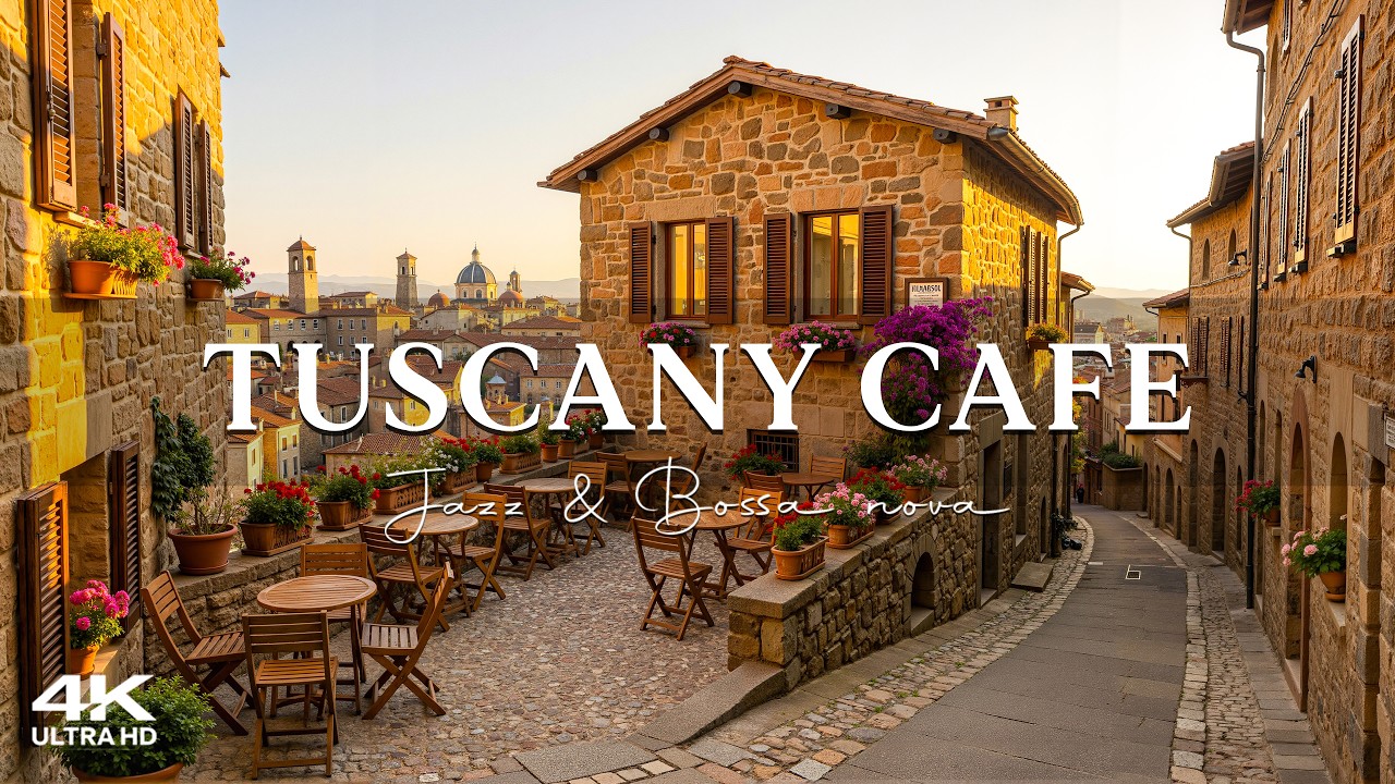 Relaxing Summer Jazz at Tuscany Cafe 🍋 Italian Bossa Nova Guitar & Bird Sounds for Stress Relief