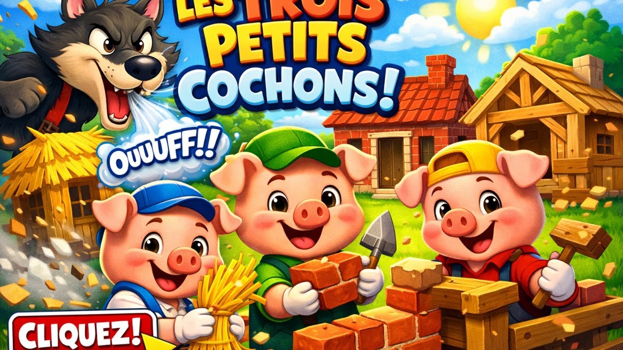 Trois petits cochons| Dessin animé| Pour les enfants | Histoire|