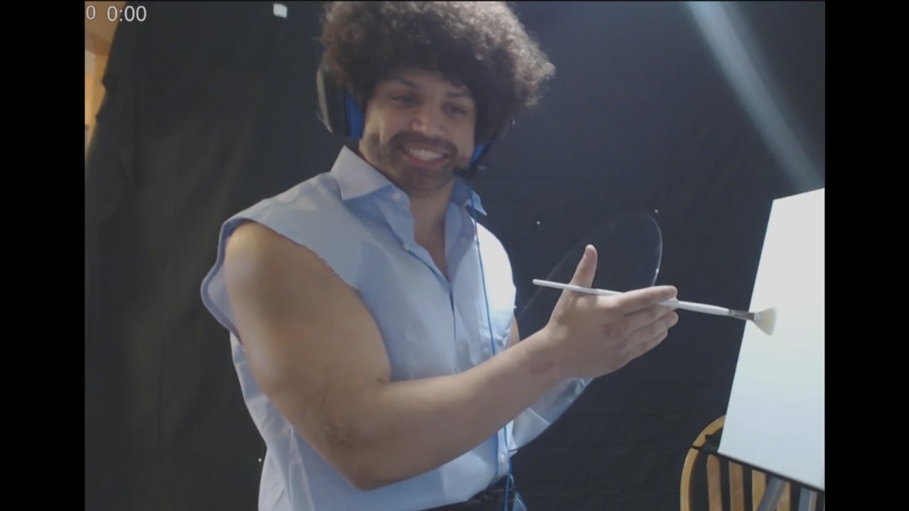 Tyler1 BOB ROSS Halloween Special first painting (with chat) part 1
