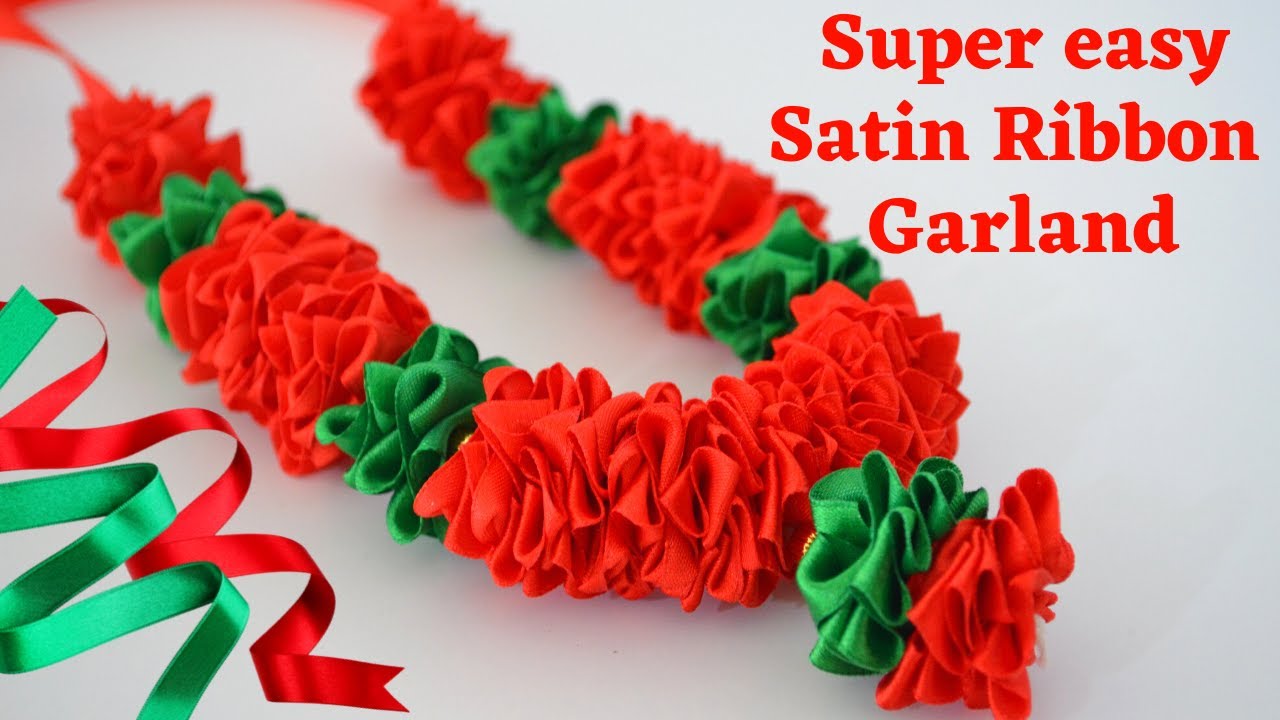 Easy to make satin ribbon garland | Quick garland making with satin ribbon | Craftsbyanu