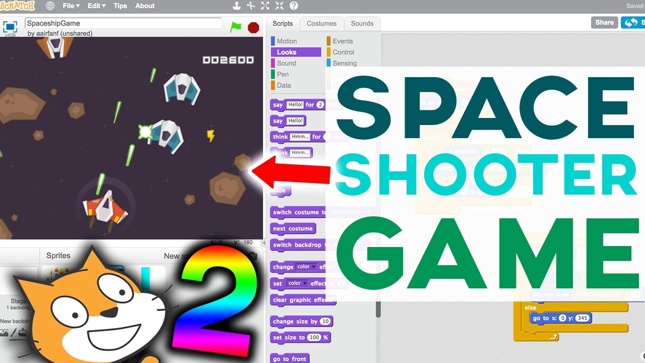 Scratch Tutorial: Awesome Space Shooter Game! [Part 2]