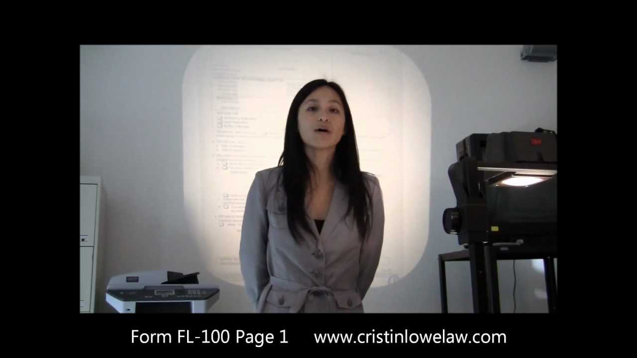 How to fill out California Divorce Petition Form FL 100 PG 1 (2013)