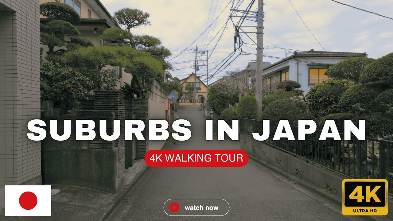 Relaxing Japan Suburbs Walking Tour : Fujisawa Neighborhood | Japan Travel Walking Tour 4K UHD