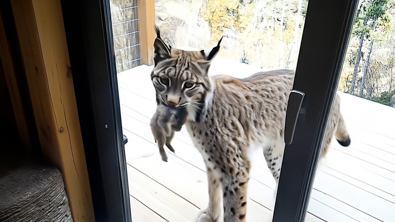 This rescued lynx brought her hungry cubs &ndash; try not to laugh at their hilarious antics!