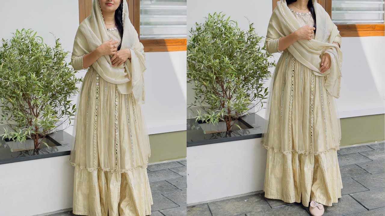 DIY :  Trendy Party wear dress✨/ panel skit with flayer top #weddingdress #cuttingandstitching