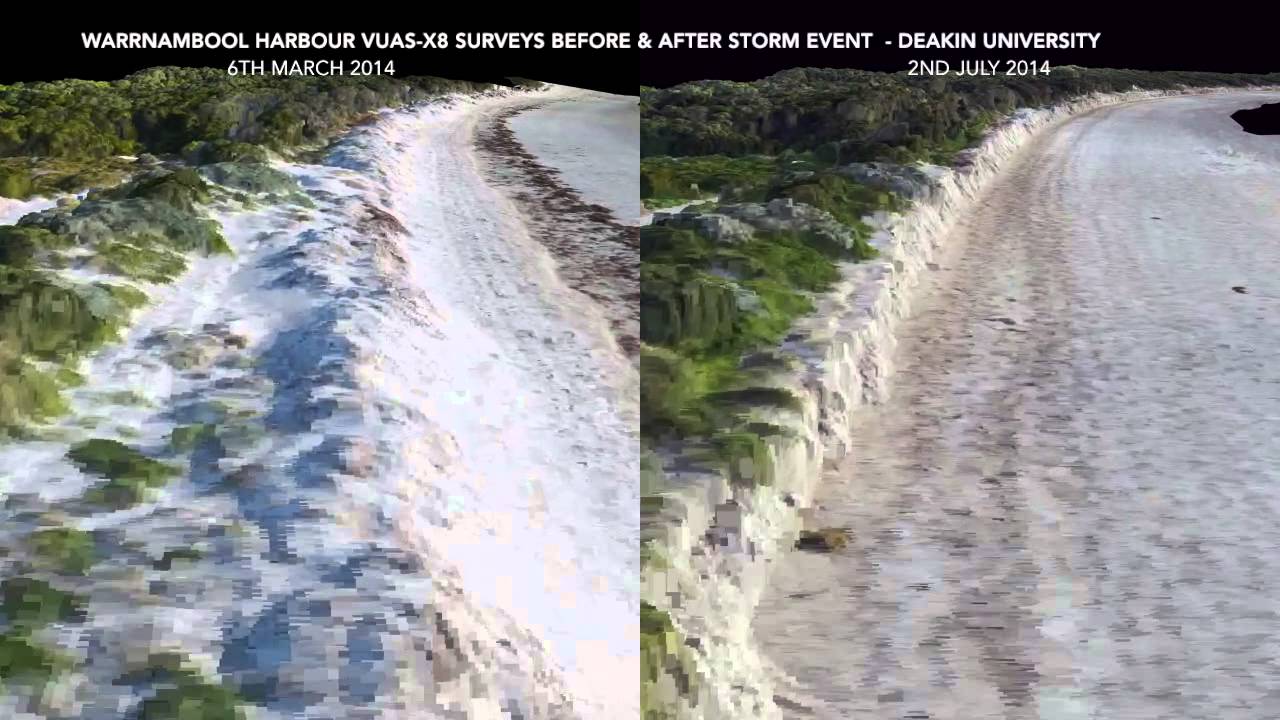 Comparison of UAV data, Warrnambool Harbour (Vic, Australia) before and after storm