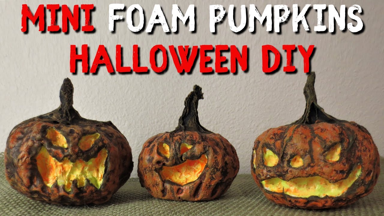 How To Carve Foam Mini Pumpkins Into Jack O Lantern Decorations - DIY Halloween Props | Dark Nook