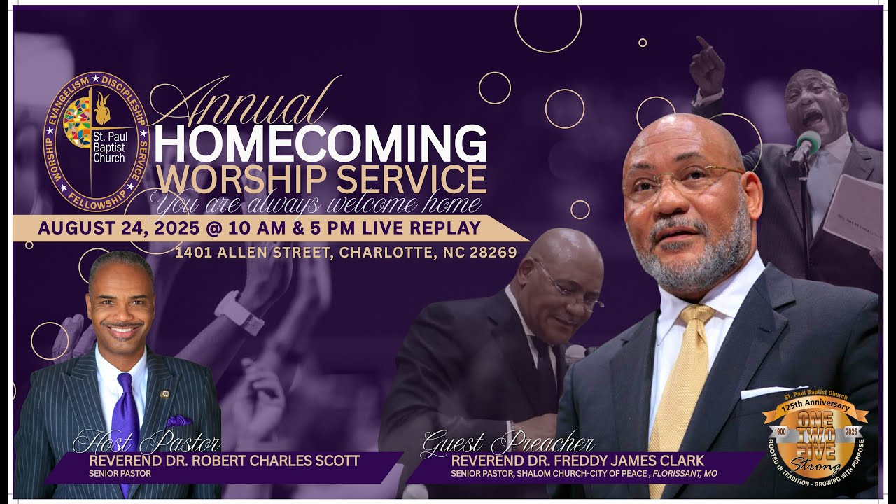 Annual Church Homecoming - Sunday, August 24, 2025 - Dr. F. James Clark, Guest Preacher
