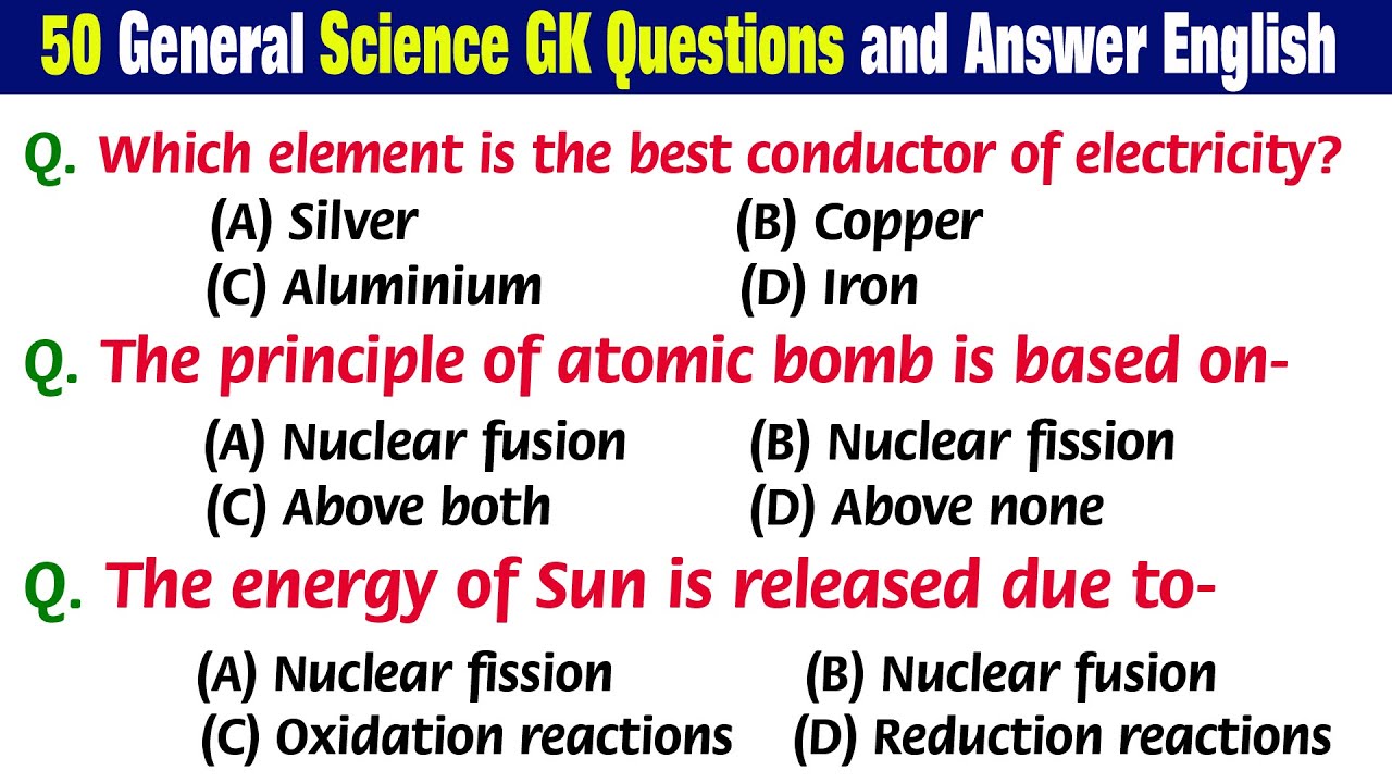50 Science GK Questions and Answer in English || Science Trivia Questions Answers | Science Quiz