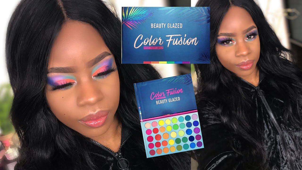 BEST BEAUTY GLAZED CHEAP AMAZON EYESHADOW PALETTE | Color Fusion Over the Rainbow