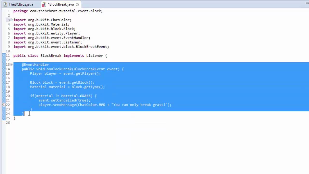How to Make a Bukkit/Spigot Plugin | Episode 4 | Block Events
