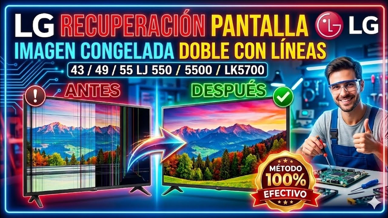 LG 43/49/55 LJ 550/5500/LK5700 IMAGEN CONGELADA DOBLE CON LINEAS REPARACIÓN MÉTODO 100% EFECTIVO