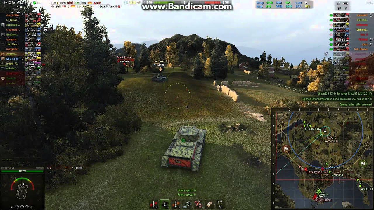 World of tanks (WOT), 9.10, UK Cromwell, 2555 dam, 1267 exp ACE