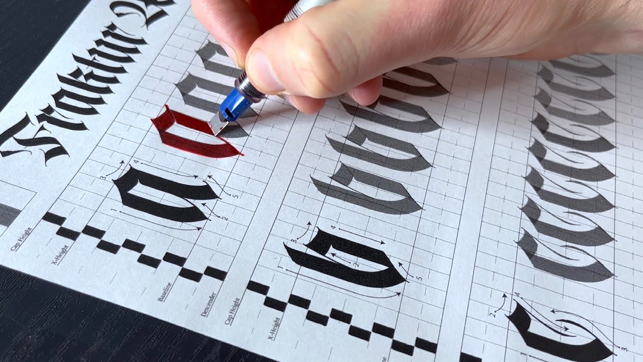 How To Write Fraktur Calligraphy - Full Alphabet (Miniscule)