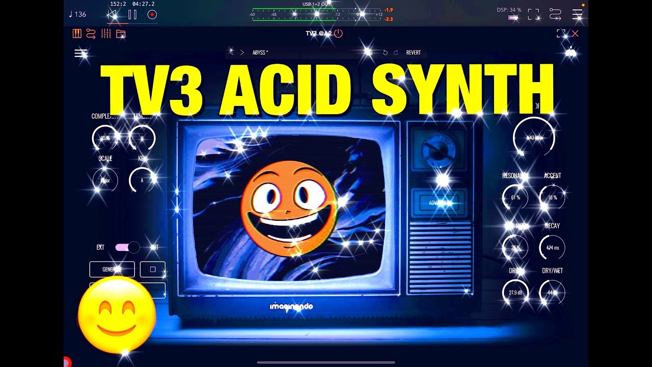TV3 Acid Synth 😎 by Imaginando - Bass Synth & Midi Generator - Walkthrough for iOS