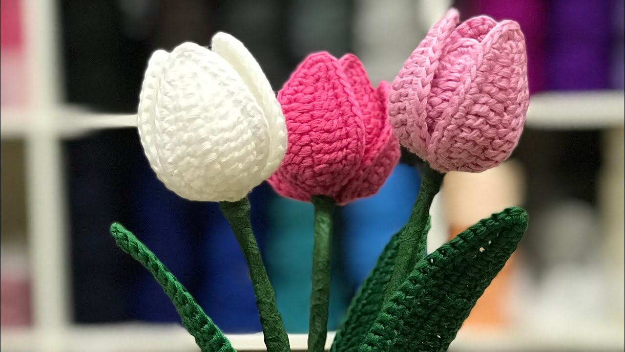 Crochet  blooming tulip easy tutorial(Mini tulip)