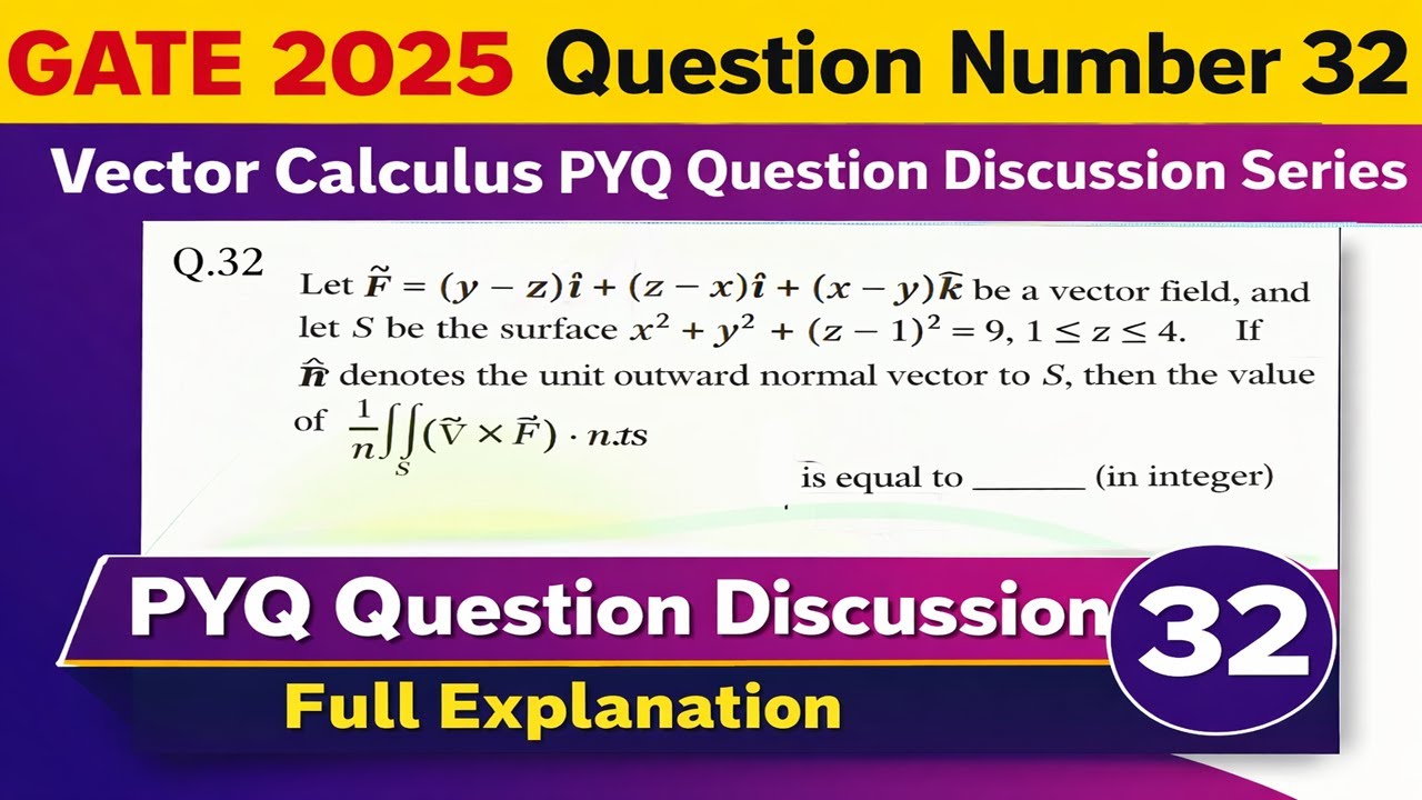 GATE 2025 Question 32 | Vector Calculus PYQ | Surface Integral & Curl | Full Explanation