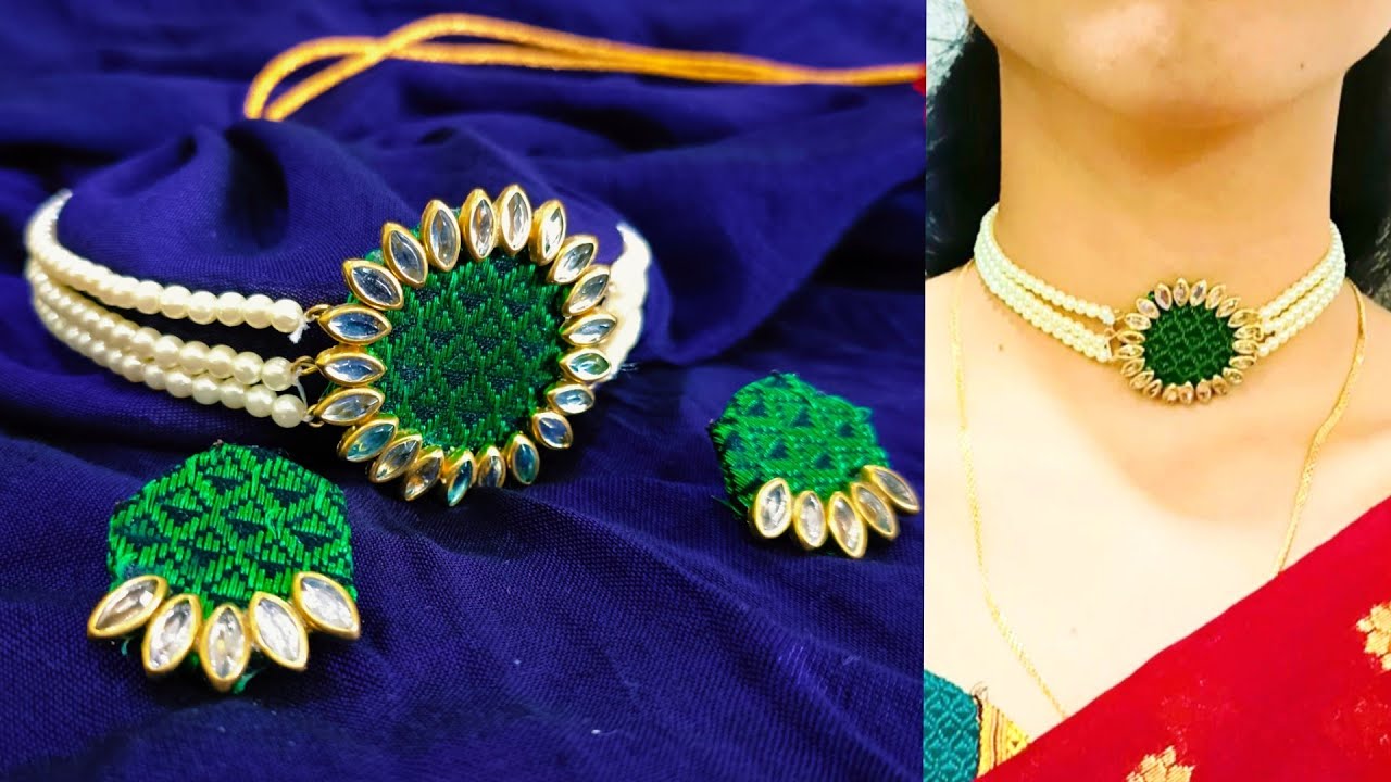 Khan moti choker | khun moti necklace | fabric choker making at home | handmade khan choker |