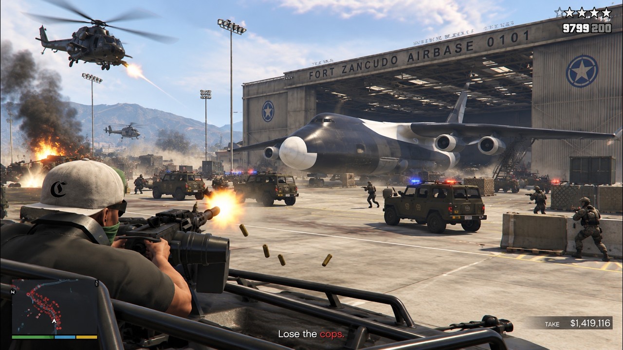 GTA 5 - Fort Zancudo Heist + Ten Star Escape