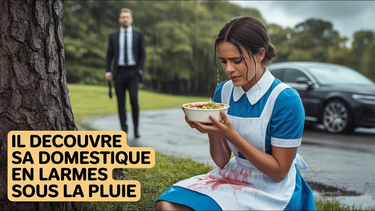 Un milliardaire découvre par surprise sa domestique manger sous la pluie — Un instant émouvant q...