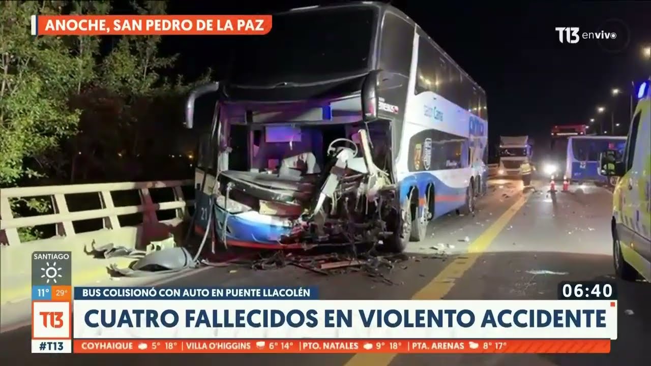 Fatal accidente de tránsito entre un bus y un vehículo deja cuatro fallecidos en Concepción
