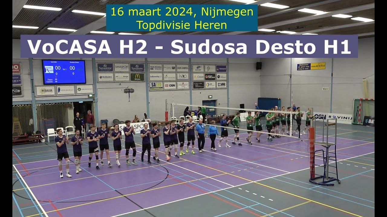 VoCASA H2 - Sudosa Desto H1 (16 maart 2024, Full Match) Topdivisie Heren Volleybal