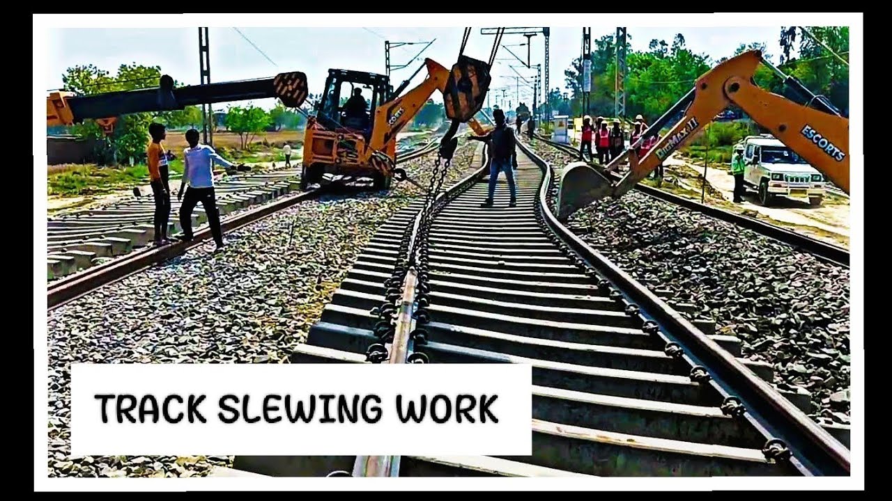 TRACK SLEWING WORK.. #indianrailways #train #railwayline #station