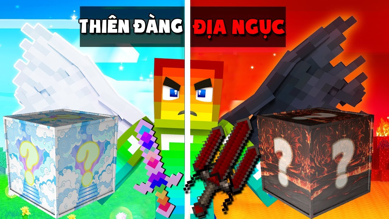 MINI GAME : HEAVEN VS HELL LUCKY BLOCK BEDWARS ** THỬ THÁCH NOOB MAY MẮN CÓ NHỮNG MÓN ĐỒ VIP