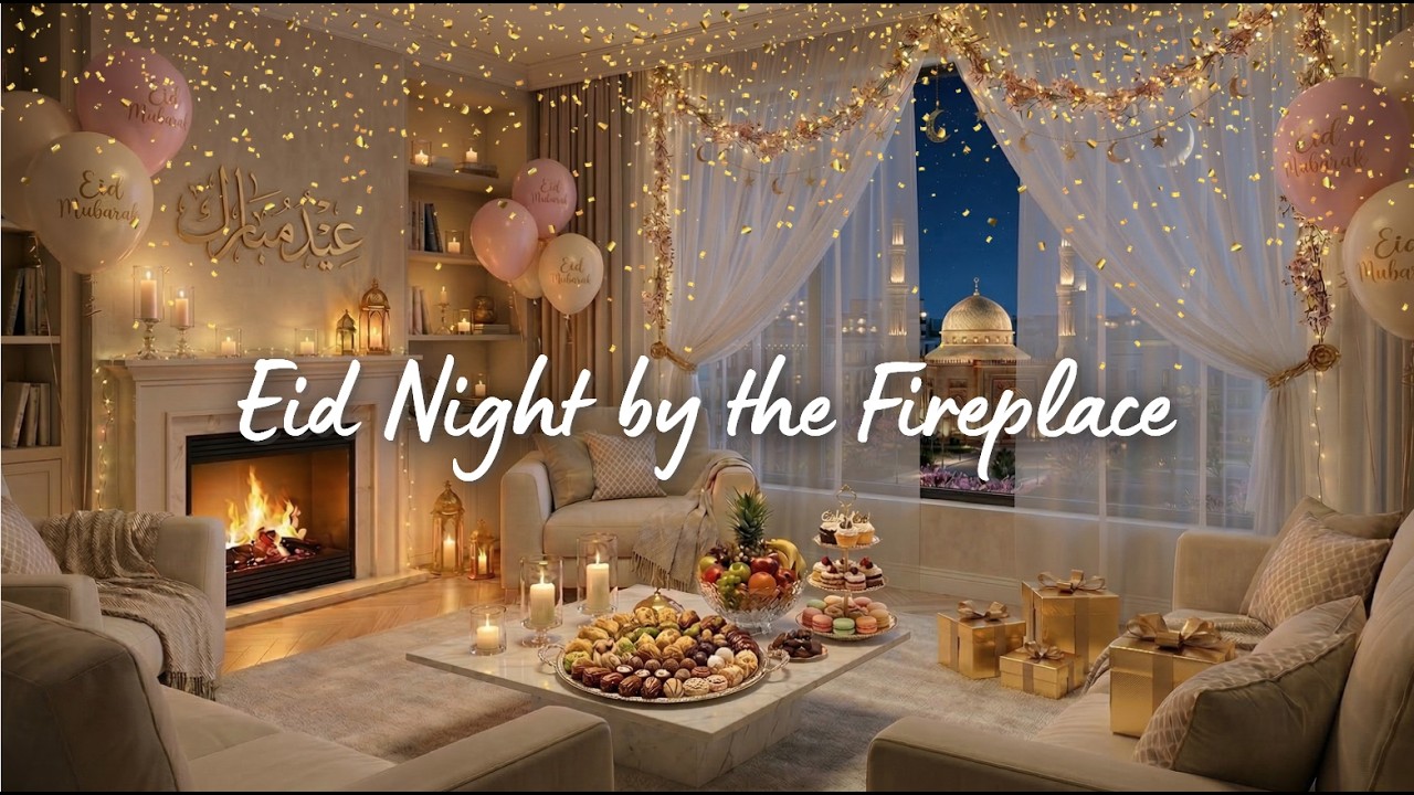 Eid Evening by the Fireplace | Cozy Festive Ambiance | أجواء عيد مبارك هادئة