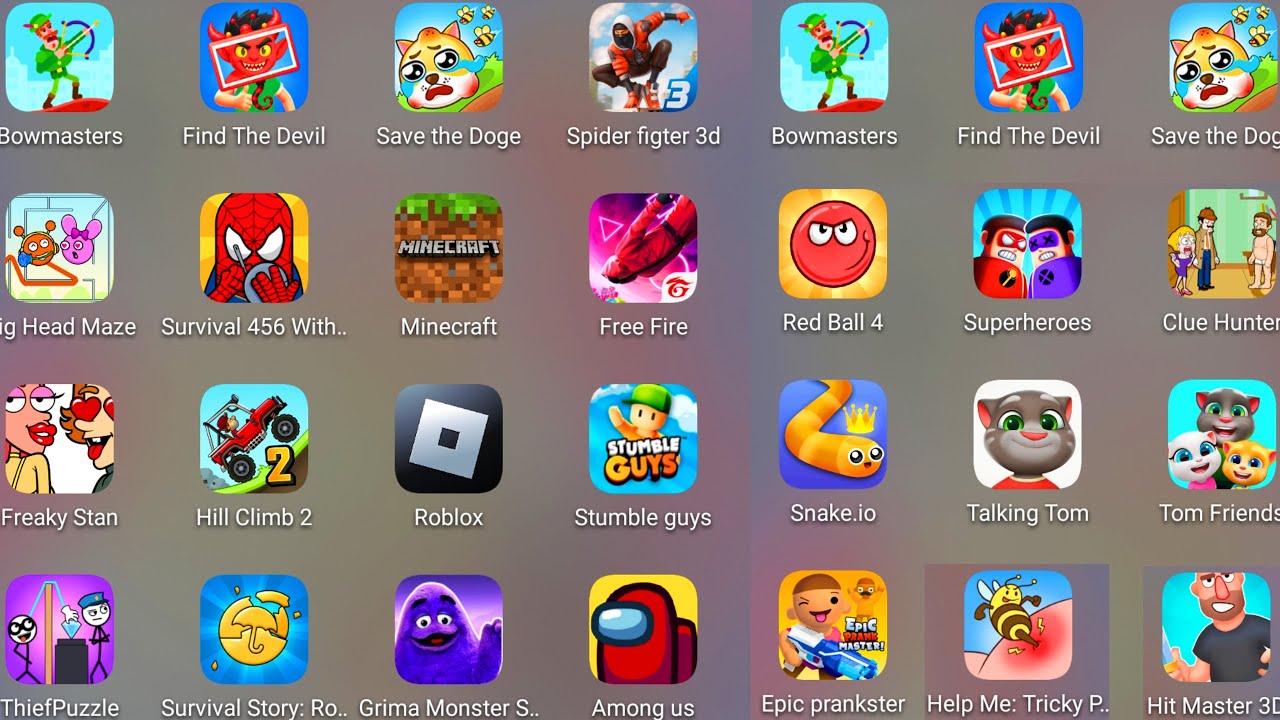 Help Me Tricky Puzzle,Big Head Maze,Freaky Stan,Talking Tom 2025,Stumble Guys,Minecraft,Free Fire...