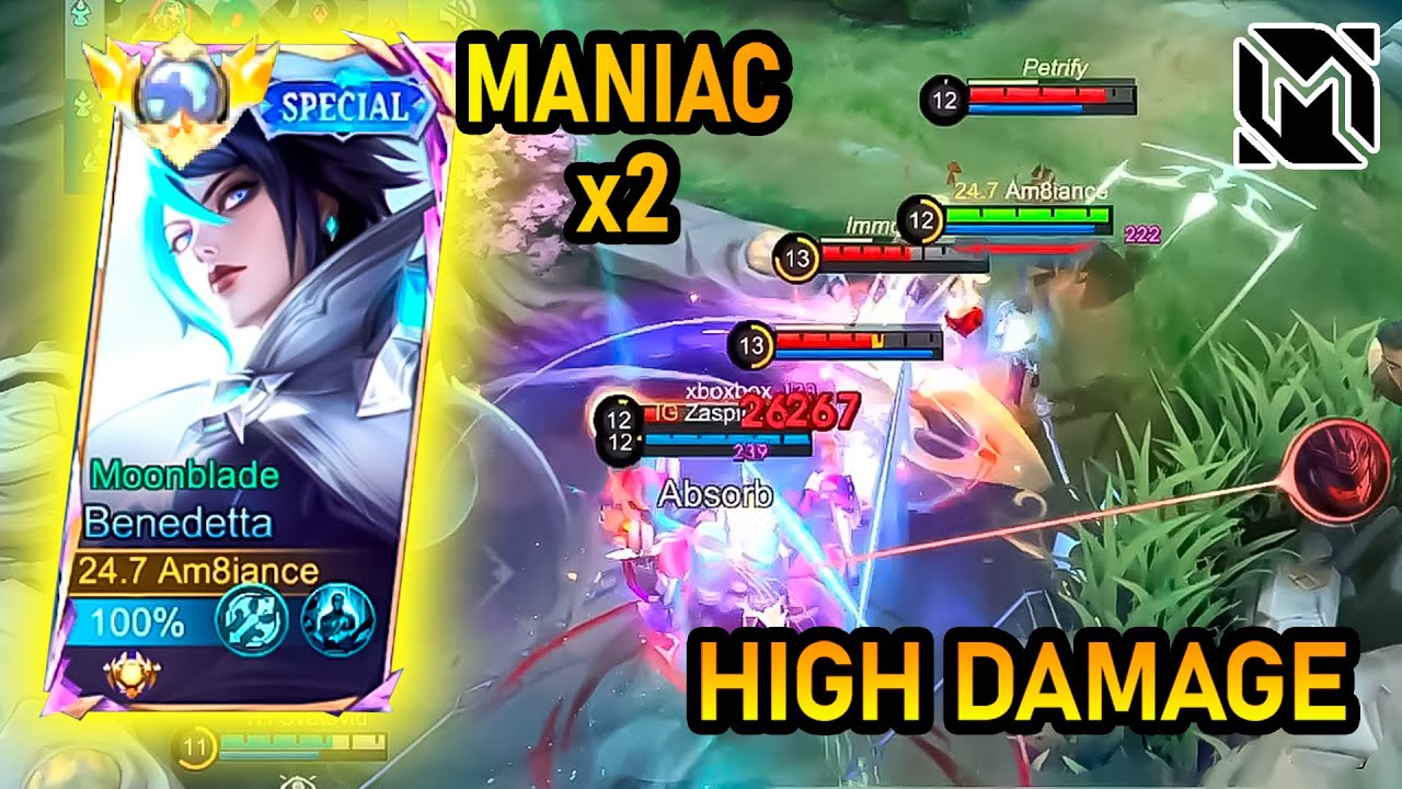 Benedetta - MANIAC x2 High Damage!! Top Global Build | Gameplay MLBB