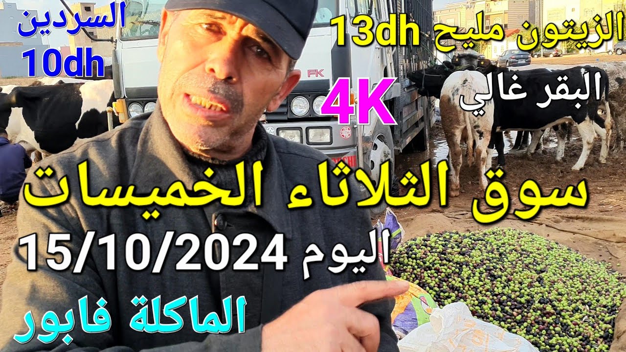 أثمنة الغنم والبقر والدجاج والخضر سوق الثلاثاء الخميسات اليوم 15/10/2024