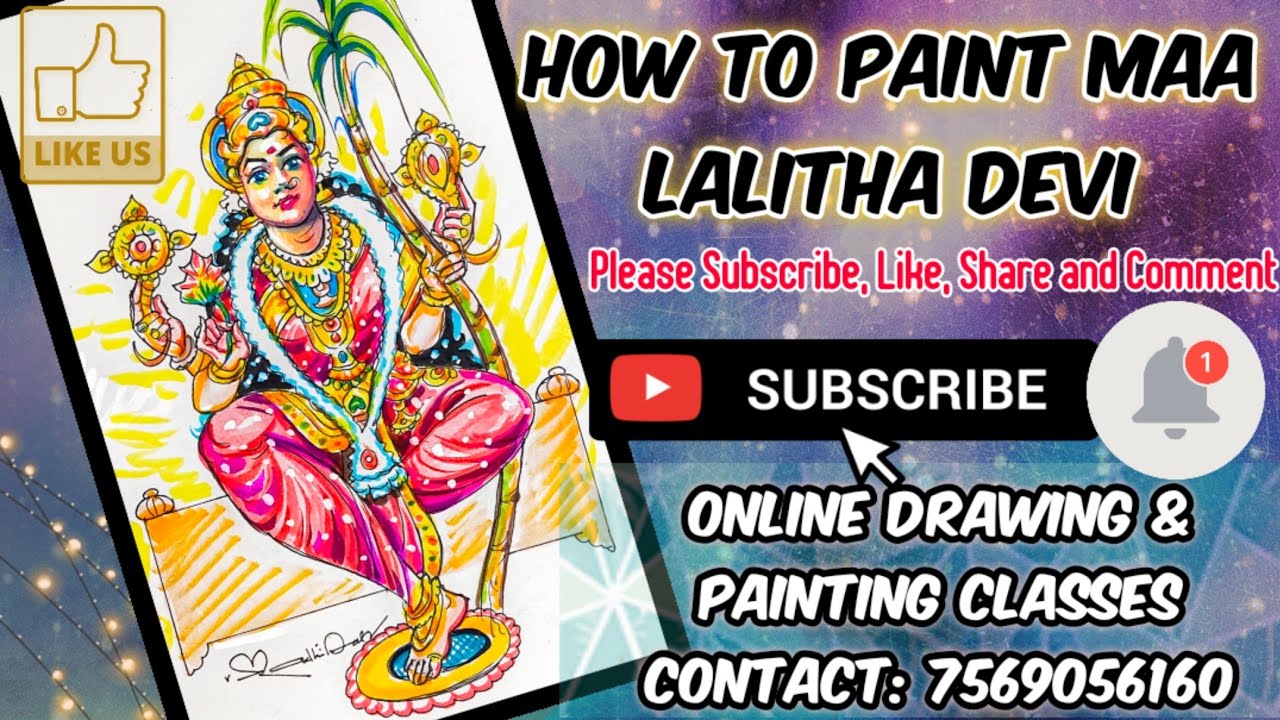 How to Paint GODDESS LALITHA DEVI Drawing | Maa Lalitha Devi Color Sketch | Indian Goddess Sketch