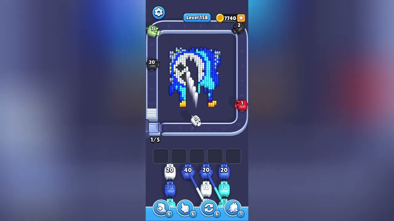 Pixel Flow Level 158 Solution Walkthrough 