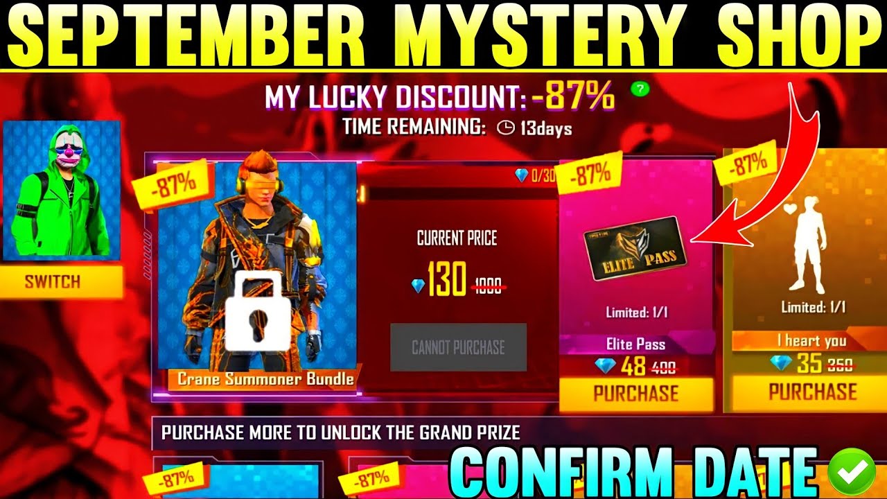 September Mystery Shop | Mystery Shop 13.0 Free Fire | Free Fire Mystery Shop Mystery Shop Free Fire