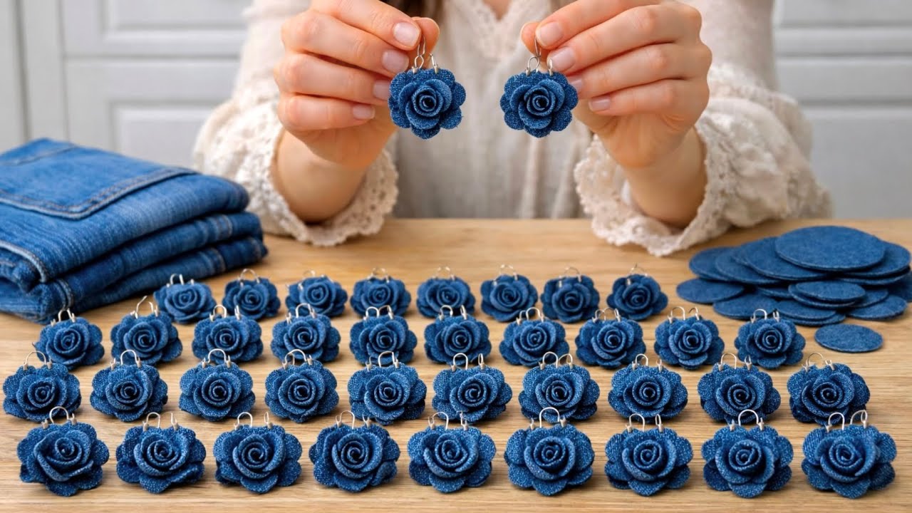 Turn old jeans into earrings that sell really well! Money-making idea💵