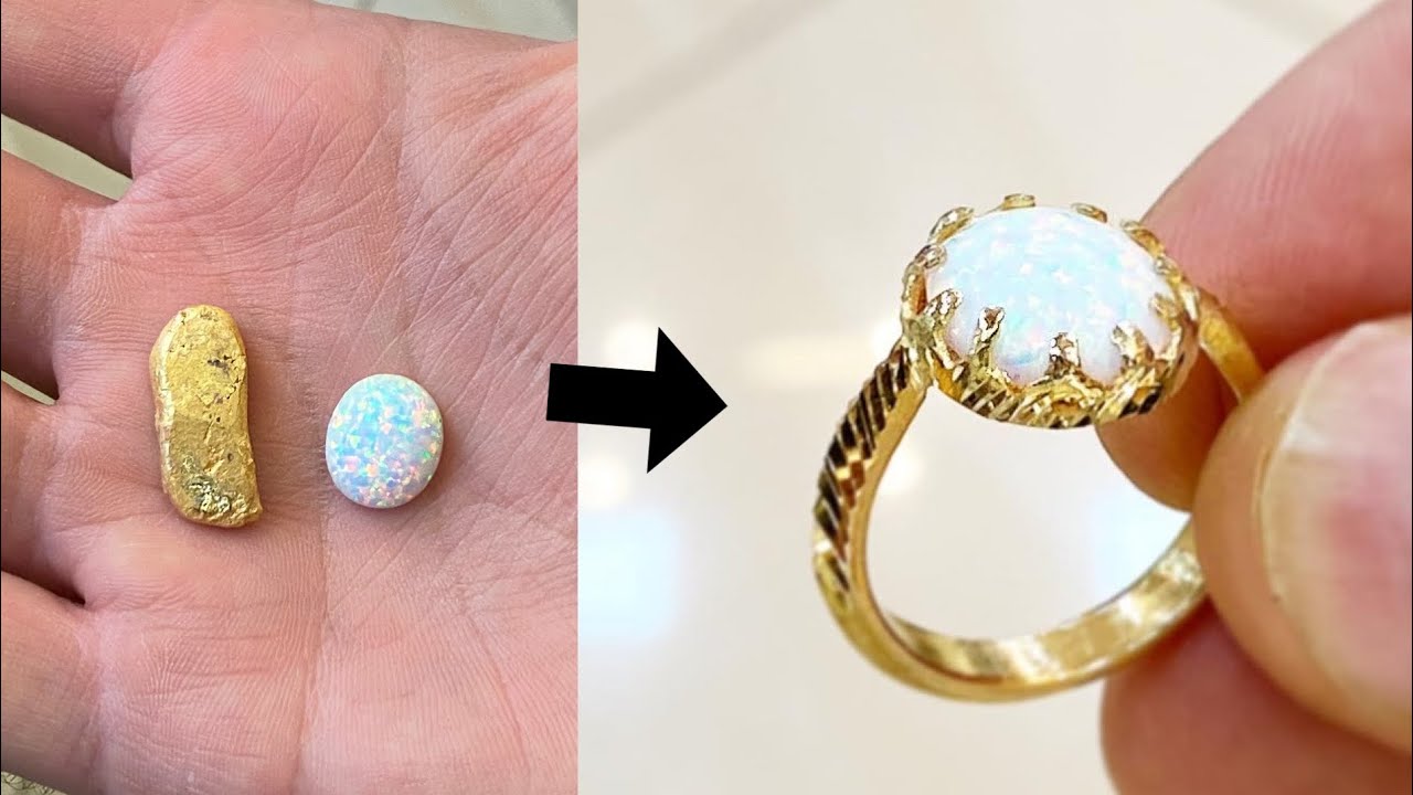 Making a RARE OPAL Gold Ring! Gold Jewelry Making | How it's Made | How to Make a Ring | 4K Video