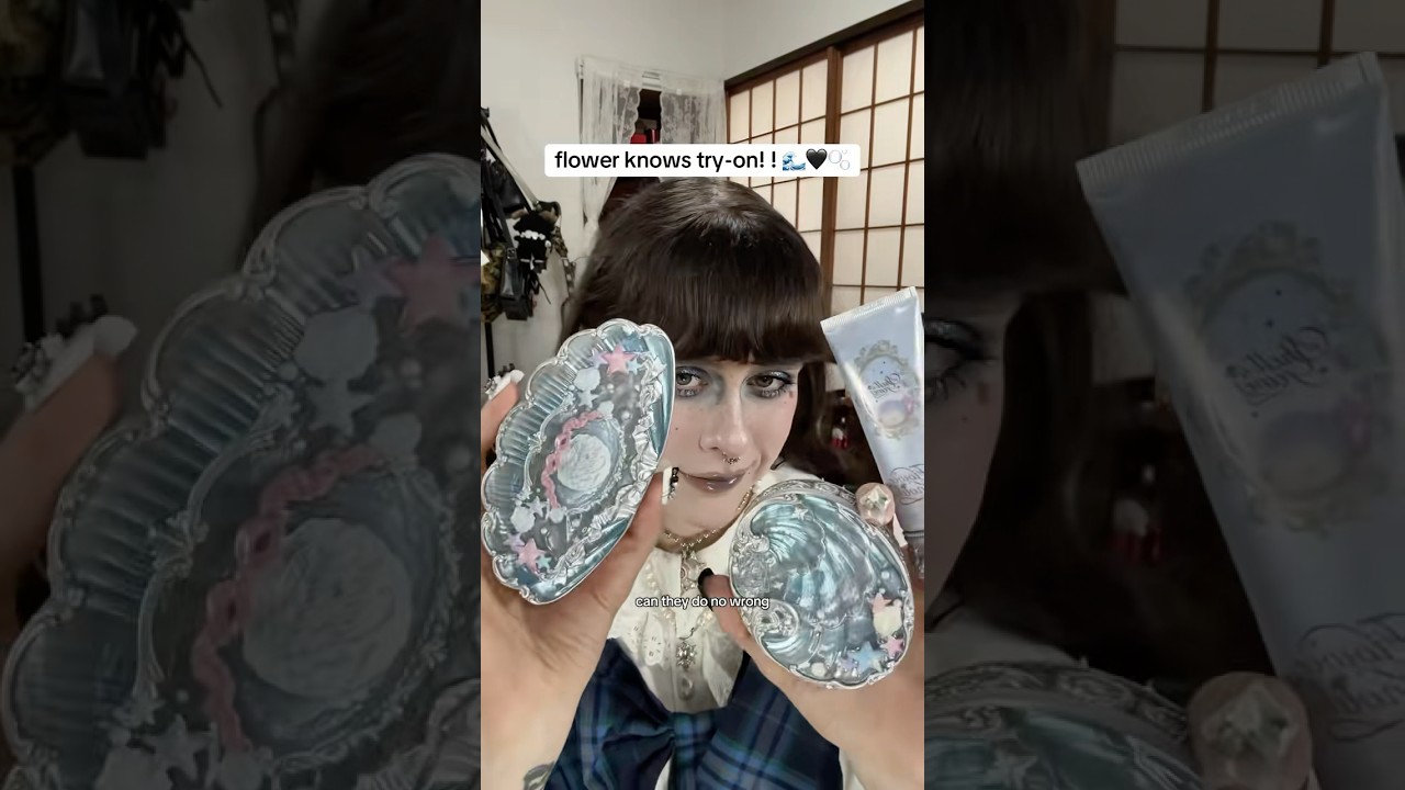 Flower Knows Shells Jewel: примерка!! 🕯️🩶💦 #cbeauty #chinesemakeup #flowerknows #gothmakeup