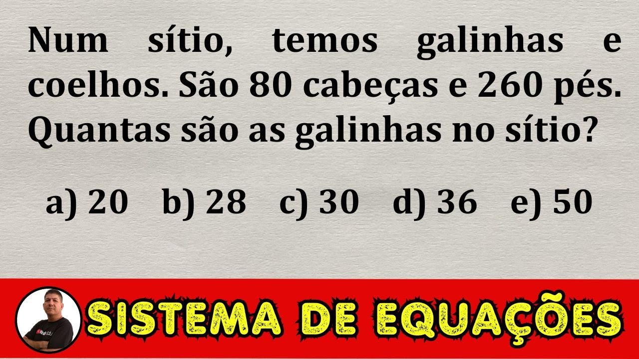 2 PROBLEMAS DE MATEMÁTICA COM SISTEMA DE EQUAÇÕES DO 1º GRAU - NÍVEL 1 -  Prof Robson Liers