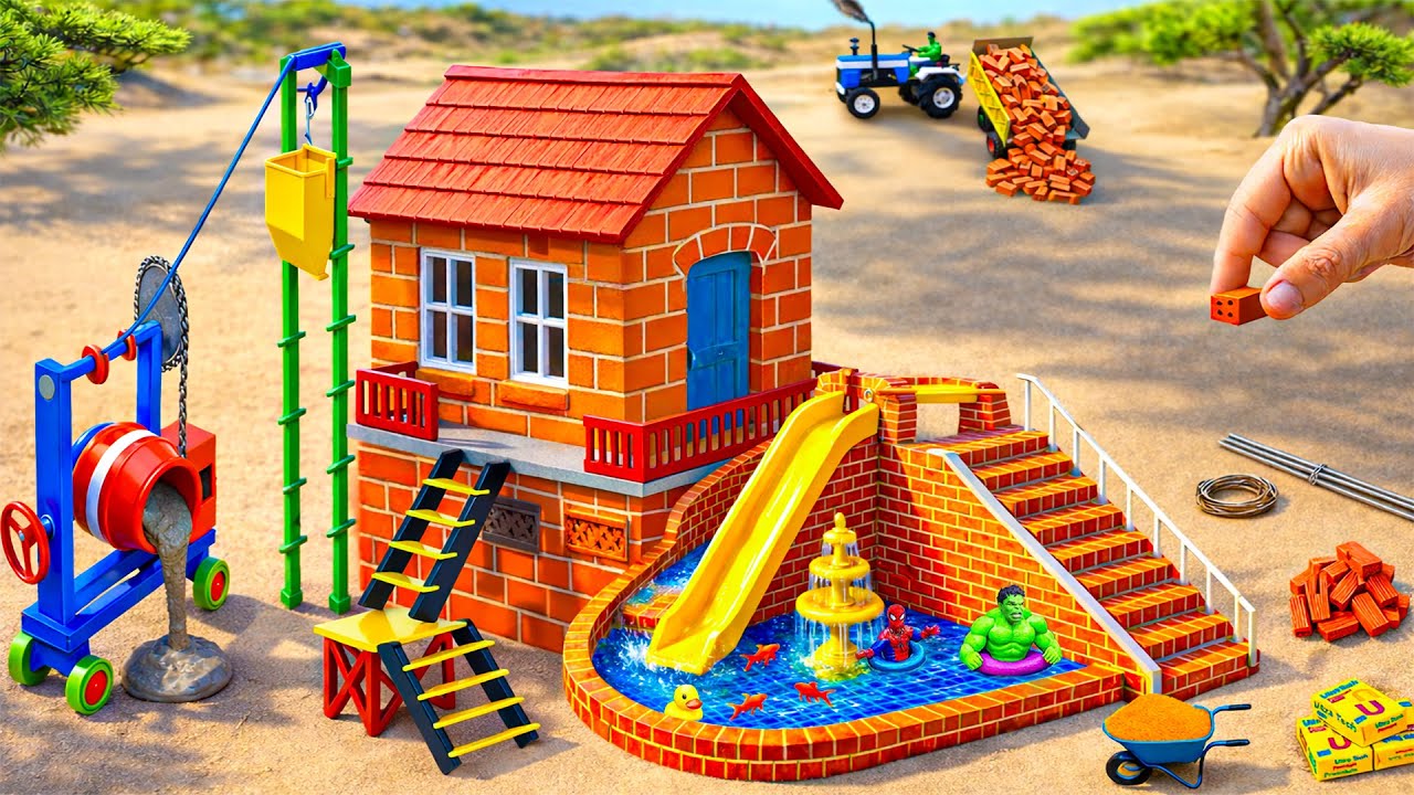 DIY Construction Science Project - Builds a Modern Brick Pool Tank After Thief Destroyed It