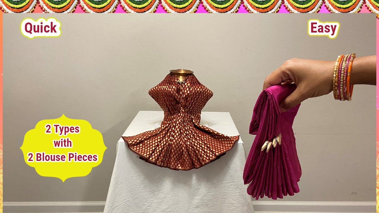 Quick and Easy Varamahalakshmi saree draping || How to drape saree for varamahalakshmi kalasha