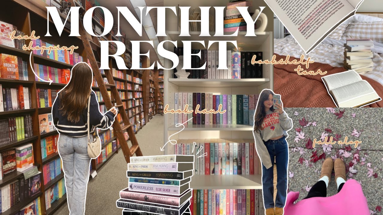 monthly reset vlog 🍂💌🕯️ book unhaul, shopping at barnes, bookshelf organization, planning + more!