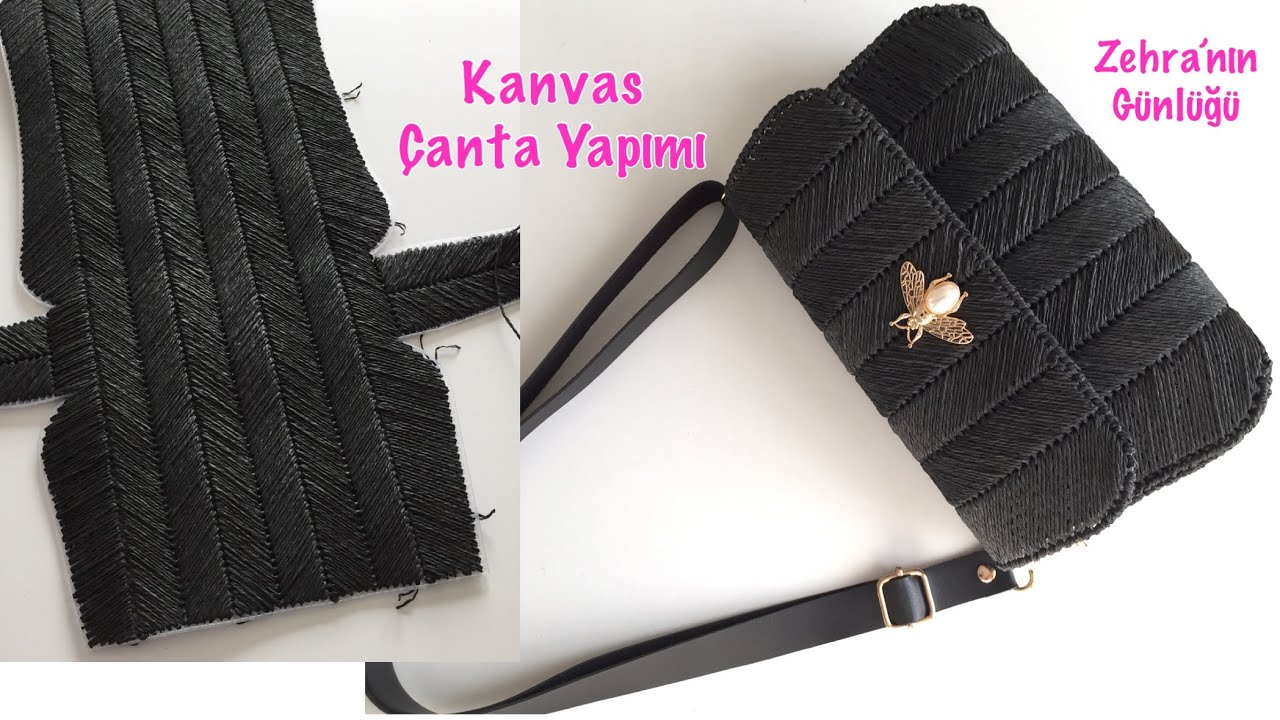 Kanvastan Çanta Yapımı - Plastik Kanvas Ve Kağıt İp İle Desenli Çanta Yapımı - Bag - Handmade