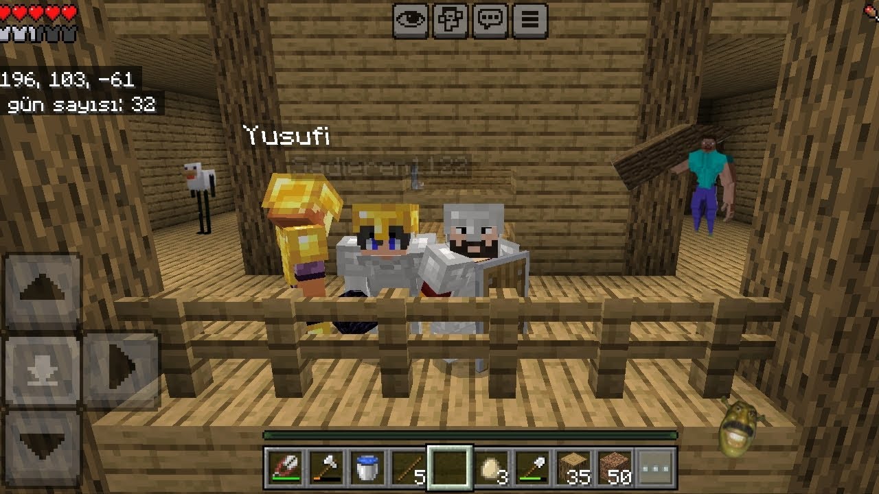 Minecraft ta Yusuf diye arkadaşım oyuna katıldı